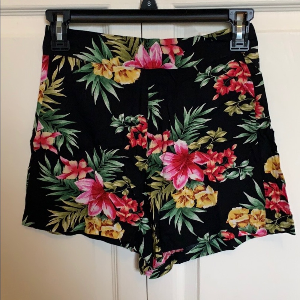 Black floral shorts